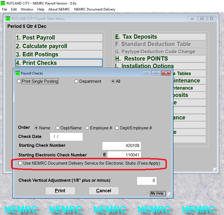 Payroll Electronic Checks
